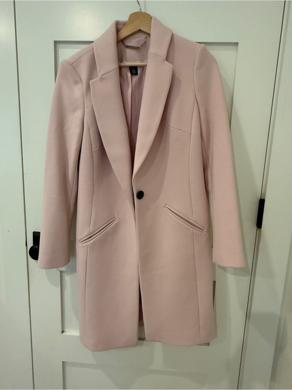 White House Black Market Pale Pink Single-Button Trench Coat